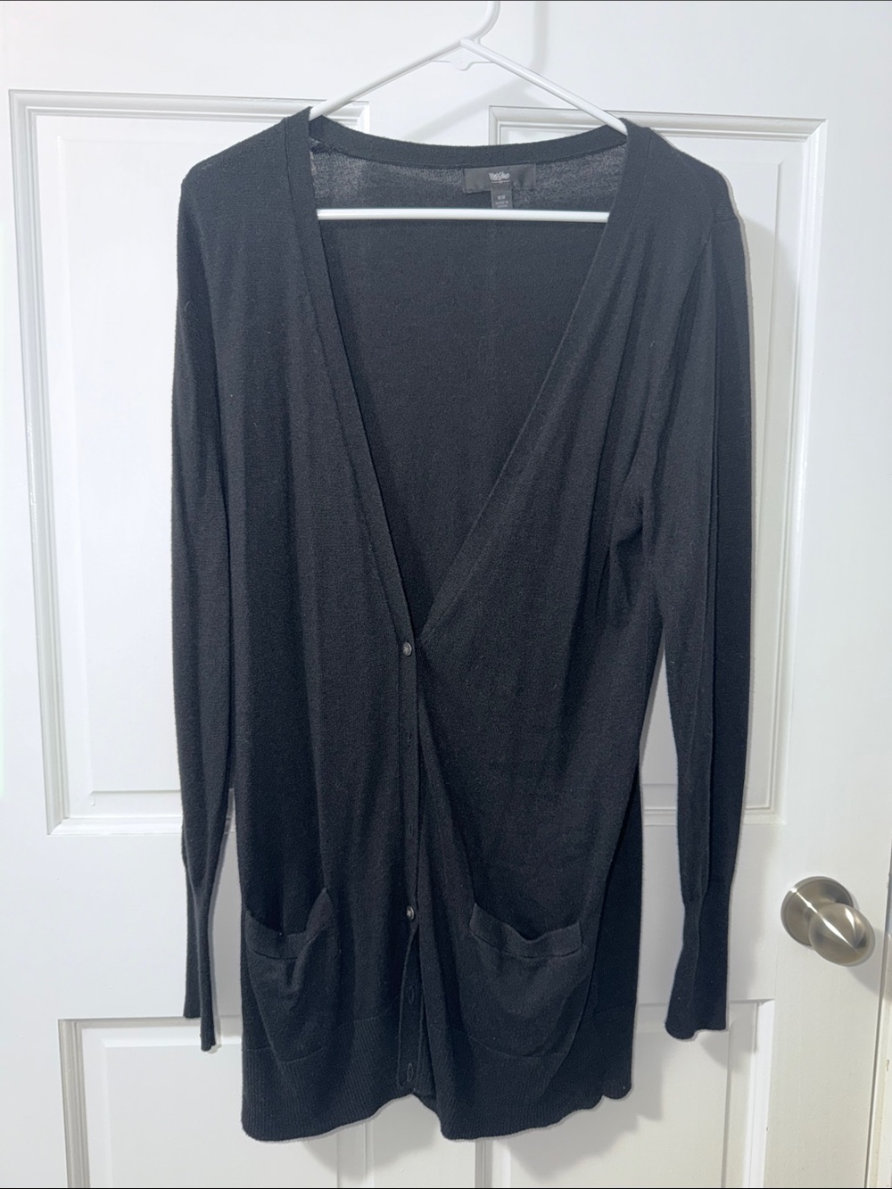 Lightweight Black V-Neck Button Cardigan - Women